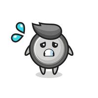 button cell mascot character with afraid gesture vector