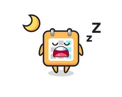 calendar character illustration sleeping at night vector