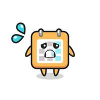 calendar mascot character with afraid gesture vector