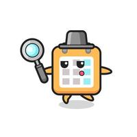 calendar cartoon character searching with a magnifying glass vector