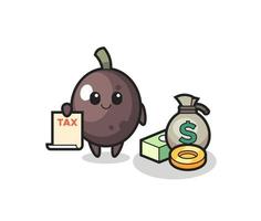 Character cartoon of black olive as a accountant vector