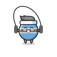 botswana flag badge character cartoon with skipping rope vector