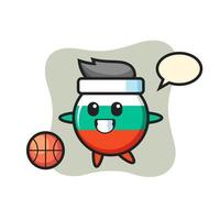 Illustration of bulgaria flag badge cartoon is playing basketball vector