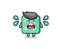 brick toy cartoon illustration with crying gesture vector