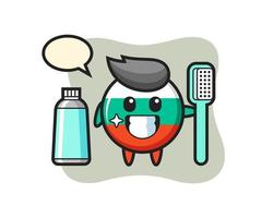 Mascot Illustration of bulgaria flag badge with a toothbrush vector