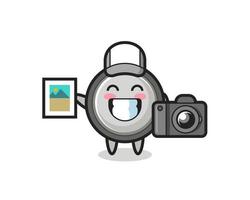 Character Illustration of button cell as a photographer vector