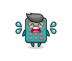 calculator cartoon illustration with crying gesture vector