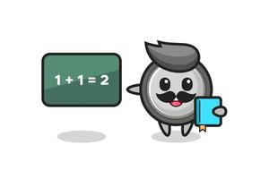 Illustration of button cell character as a teacher vector