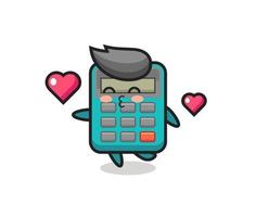 Calculadora de dibujos animados de carácter con gesto de besos vector