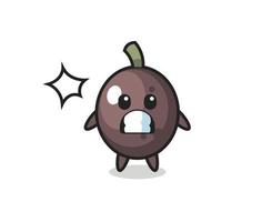 black olive character cartoon with shocked gesture vector