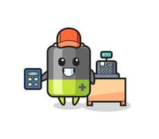Illustration of battery character as a cashier vector
