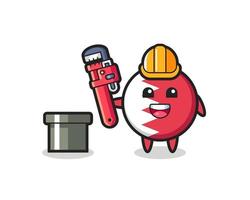 Character Illustration of bahrain flag badge as a plumber vector