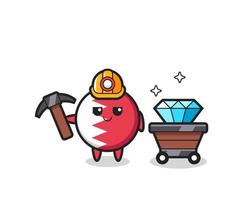 Character Illustration of bahrain flag badge as a miner vector