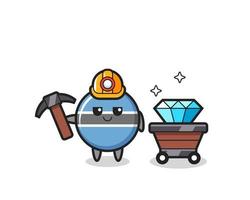 Character Illustration of botswana flag badge as a miner vector