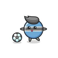 Illustration of botswana flag badge cartoon is playing soccer vector