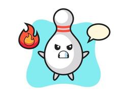 bowling pin character cartoon with angry gesture vector