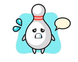 bowling pin mascot character with afraid gesture vector