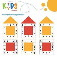 Fill in the missing numbers, printable math worksheet vector