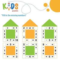 Fill in the missing numbers, printable math worksheet vector