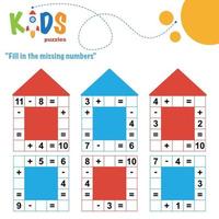 Fill in the missing numbers, printable math worksheet vector