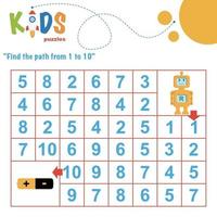 Printable number maze. Find the path from 1 to 10. vector