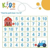 Printable number maze. Find the path from 1 to 10. vector