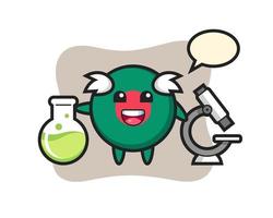 Mascot character of bangladesh flag badge as a scientist vector