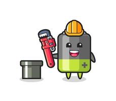 Character Illustration of battery as a plumber vector