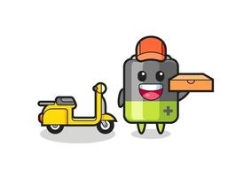 Character Illustration of battery as a pizza deliveryman vector