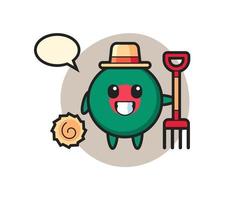 Mascot character of bangladesh flag badge as a farmer vector