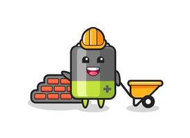 Cartoon character of battery as a builder vector