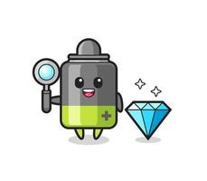 Ilustración del personaje de la batería con un diamante. vector