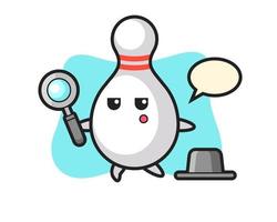 bowling pin cartoon character searching with a magnifying glass vector