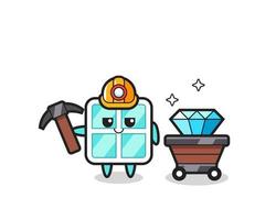 Character Illustration of window as a miner vector