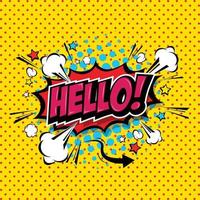 Hello Comic Speech Bubble Cartoon art and illustration vector file.