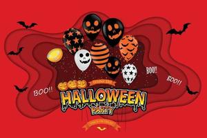 Cut paper Happy Halloween festive abstract background. vector
