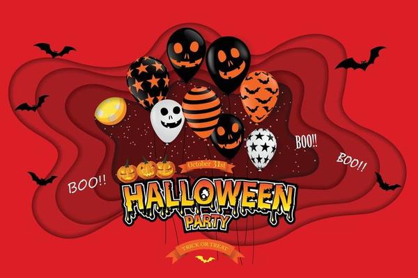 Cut paper Happy Halloween festive abstract background.