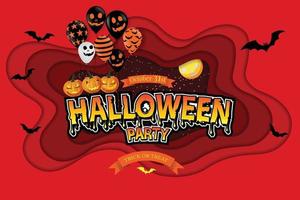 Cut paper Happy Halloween festive abstract background. vector