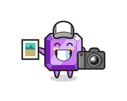 Character Illustration of purple gemstone as a photographer vector