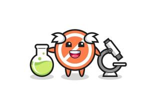 Mascot character of stop sign as a scientist vector