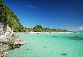 Diniwid beach on Boracay tropical island Philippines view towards mainland photo