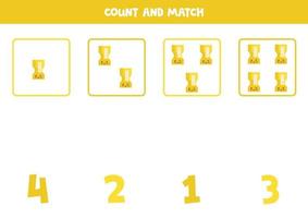 Counting game with cute sharpeners. Math worksheet. vector