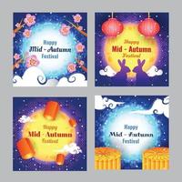 Happy Mid Autumn Festival Card Template Set vector