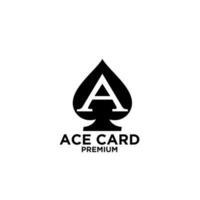 premium ace card with initial letter A black vector logo design