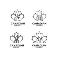 Establecer colección propiedad canadiense inmobiliaria línea logo icono diseño vector