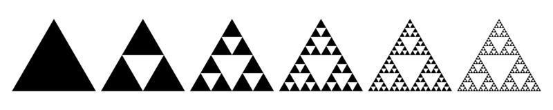 Sierpinski triangle evolution.  Steps constructing Sierpinski gasket vector