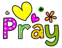 Pray Doodle Text Hand Drawn Lettering vector