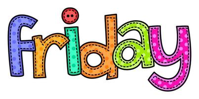 Friday Weekday Doodle Stitch Text Lettering vector