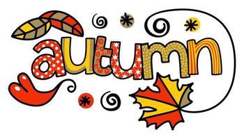 Autumn Seasonal Text Doodle Lettering vector