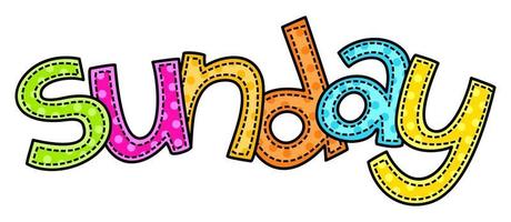 Sunday Week End Doodle Stitch Text Lettering vector